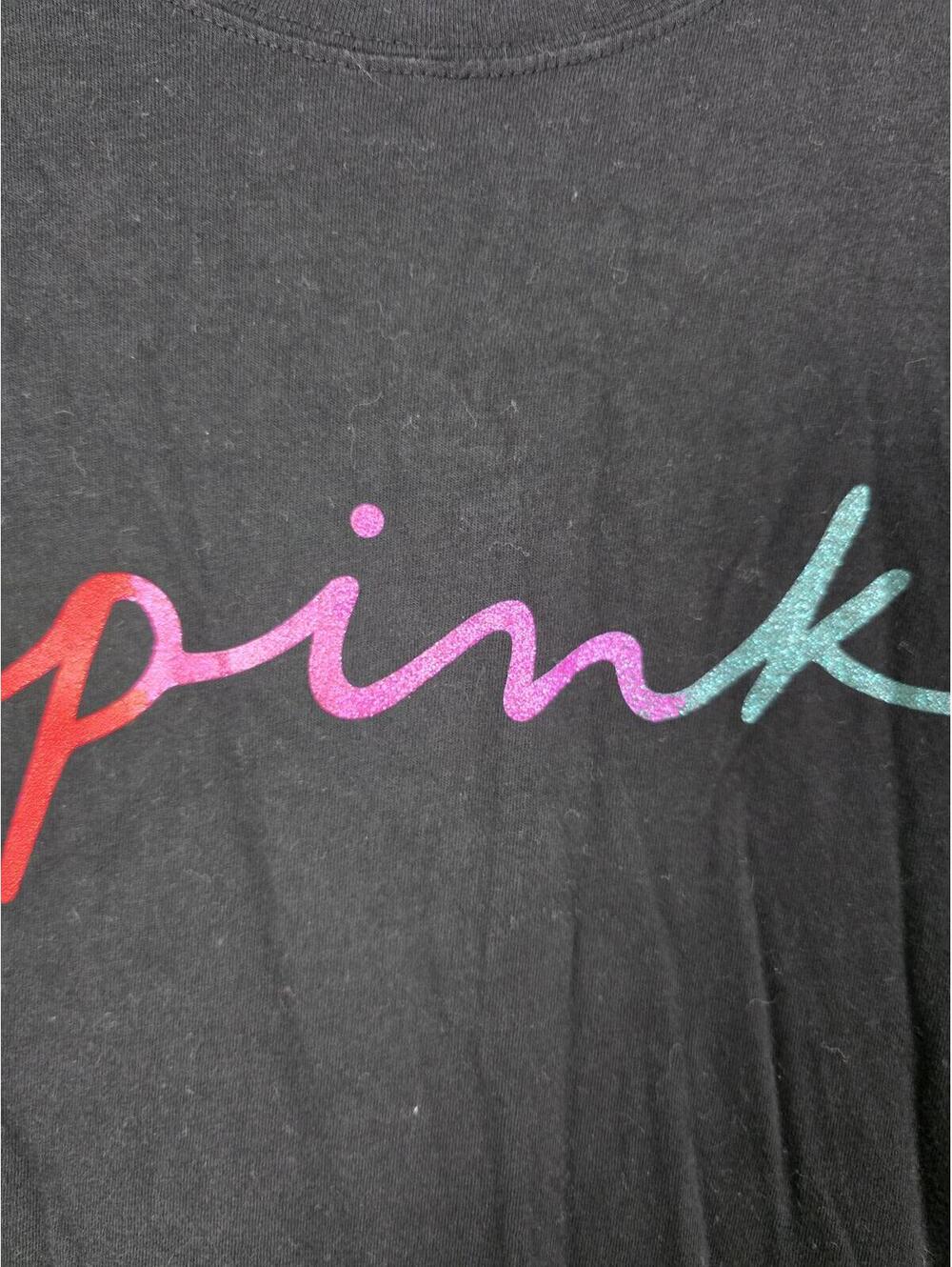 Victorias Secret PINK Gradient Rainbow Bling GLITTER Tee Shirt Yoga Pants SET L - Picture 2 of 6